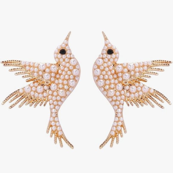 Multicolor Bird Rhinestone Earrings Gold Hummingbird CZ Pave Crystal Birds Posts - Picture 12 of 13